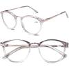AQWANO Blue Light Blocking Reading Glasses Women Men, Round Computer Readers Anti Eyestrain/UV/Glare Gaming Fashion Glasses Metal Spring Hinge Frame Large Lens, Transparent 2.0 view 1