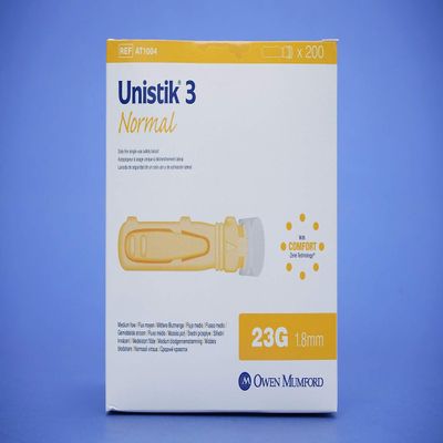 OWEN-MUMFORD INC UNISTIK 3 Normal LANCETS, Needle 1.8MM X 23G, Push Button Activated, AT1004 (Case of 200)