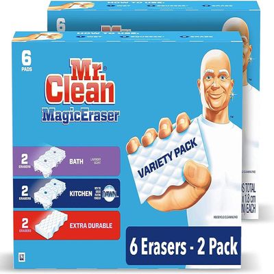 Mr. Clean Magic Eraser Variety Pack (with Bath, Kitchen, and Extra Durable Cleaning Pads), Bathroom, Shower, and Oven Cleaner, 12 Count