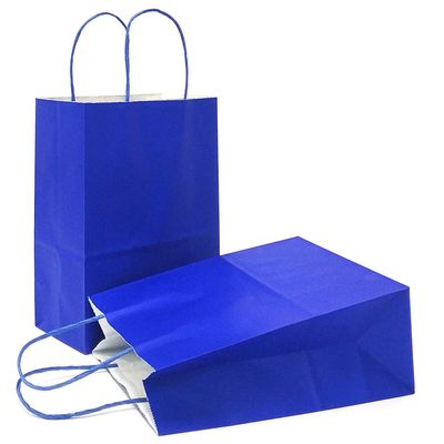 AZOWA Gift Bags Small Kraft Paper Bags with Handles (6 x 4.7 x 2.4 in, Royal Blue Color, 50 Pcs)