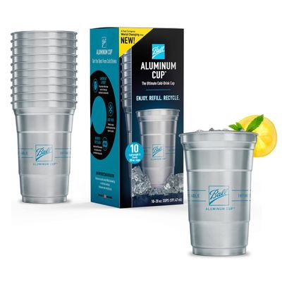 Top Cup Aluminum Cup Recyclable Party Cups, 20 oz. Cup, 10 Cups Per Pack