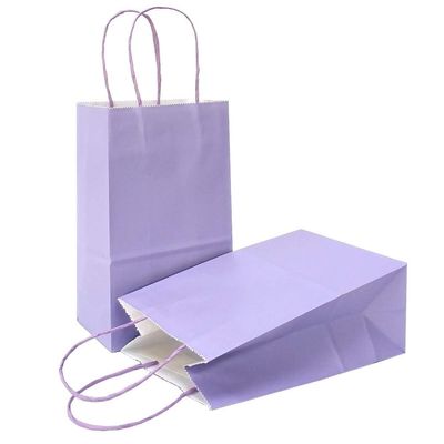 AZOWA Gift Bags Mini Kraft Paper Bags with Handles (6 x 4.3 x 2.4 in, Light Purple Color, 50 Pcs)