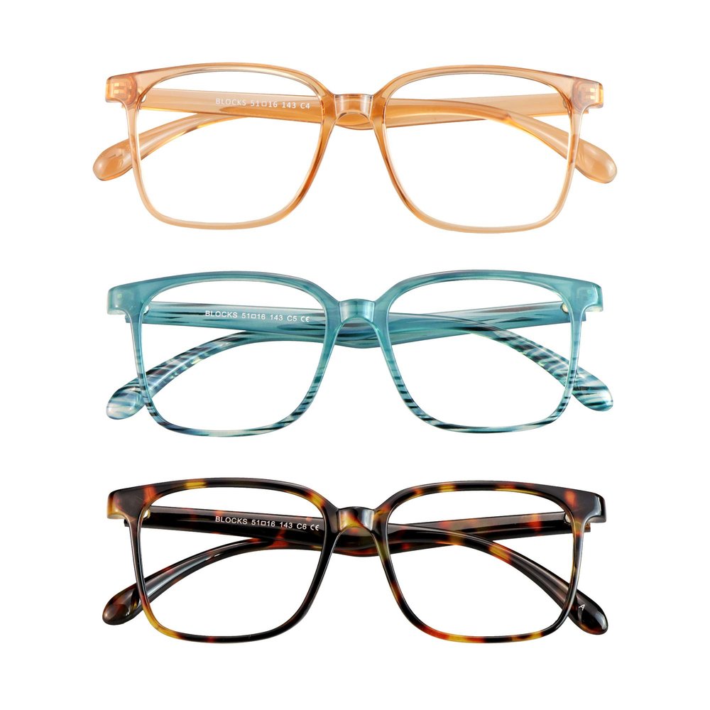 3 Pack Blue Light Blocking Glasses for Women or Men, Anti Eyestrain Dry Eyes, Headaches and Blurry Vision, Instantly Blocks Glare from Computers and Phone Screens (Champagne+Slateblue+Tortoise)