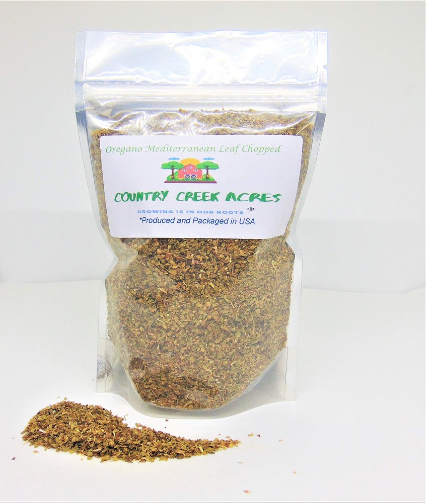 10 oz Mediterranean Oregano Seasoning- A pungent herb with Bitter, Grassy Flavors and a Trace of Mint- Country Creek LLC- One of The Most recognized Herbs That adds Plenty of Taste to Food.