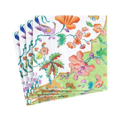 Caspari Summer Palace Paper Cocktail Napkins in Celadon - Two Packs of 20