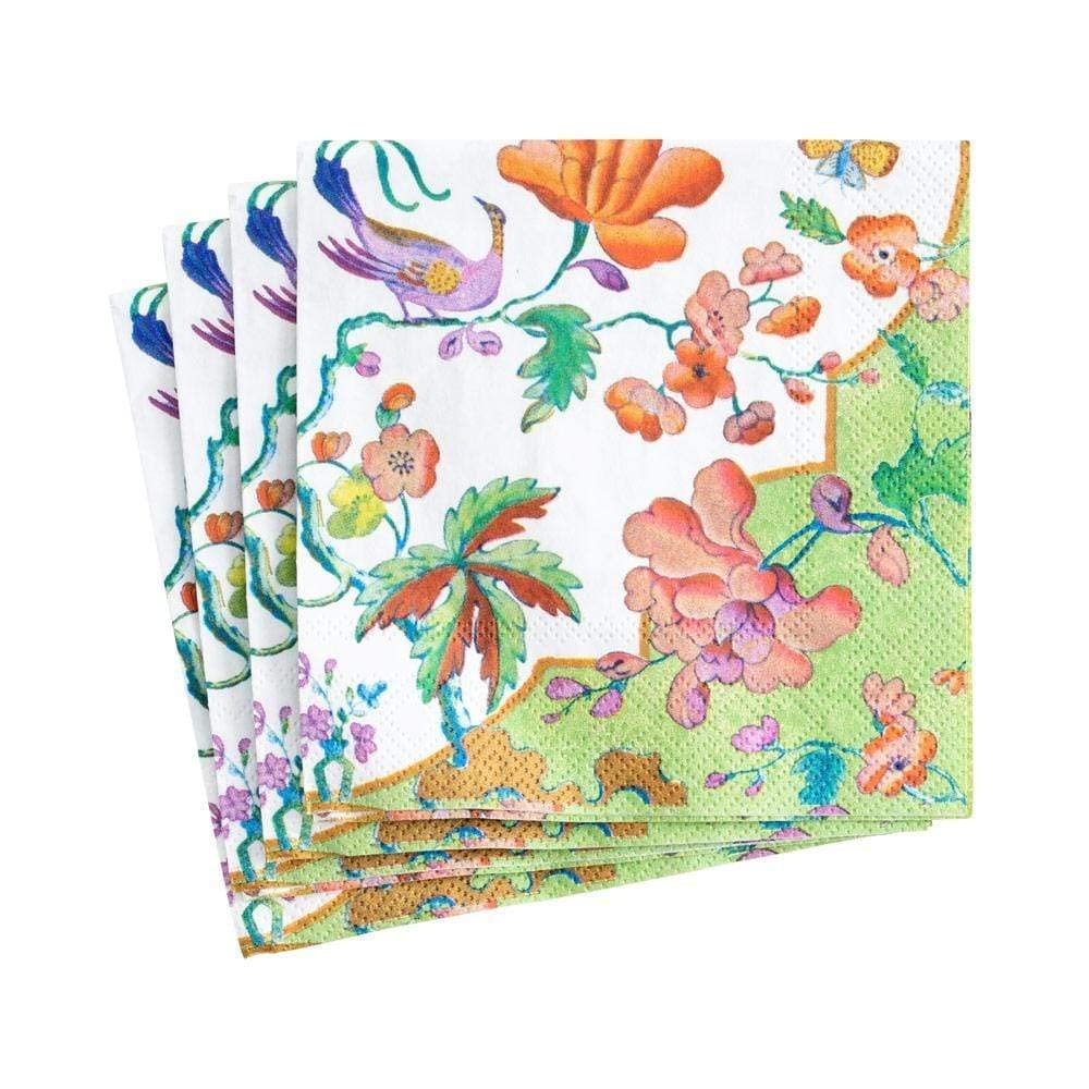 Caspari Summer Palace Paper Cocktail Napkins in Celadon - Two Packs of 20