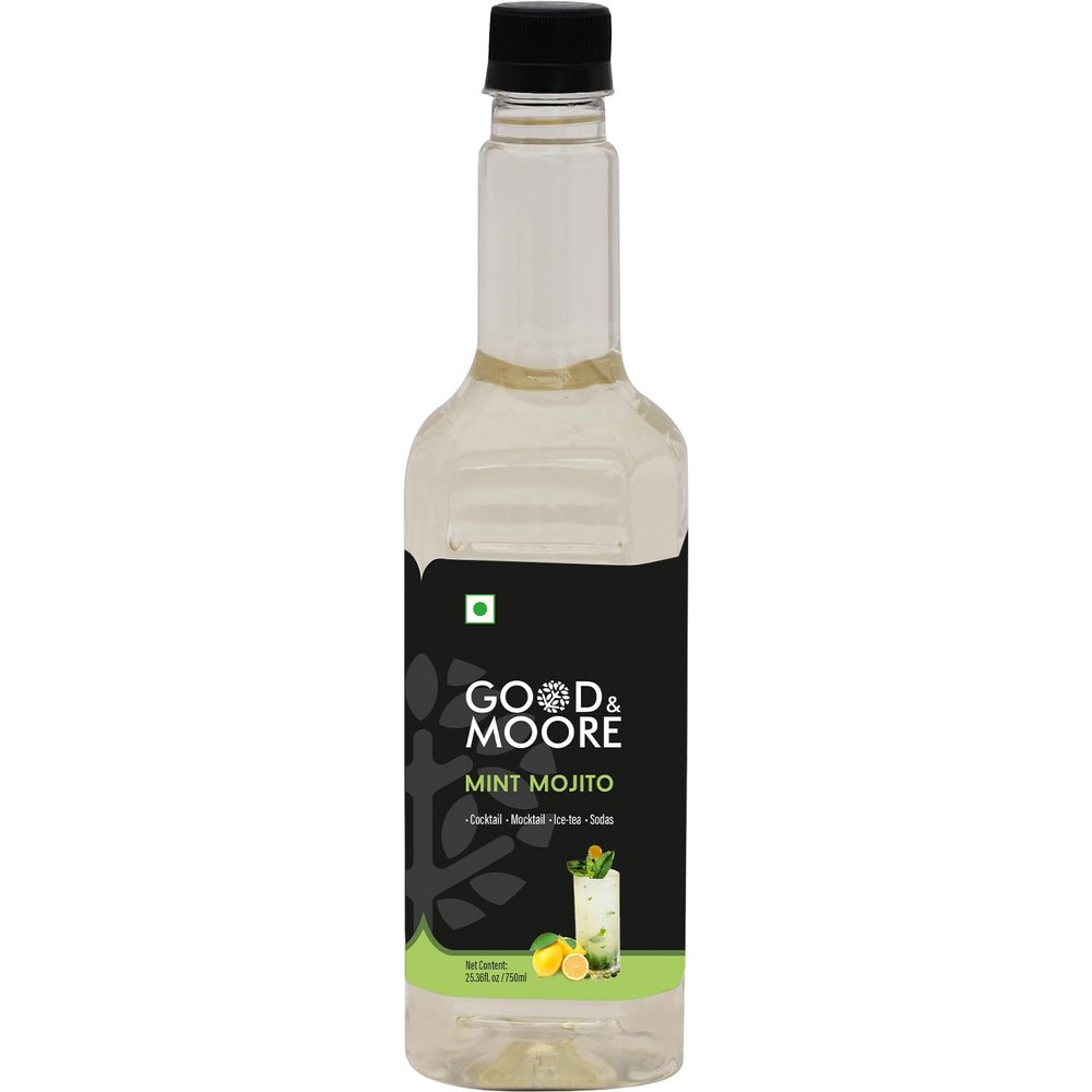 GOOD&MOORE Mint Mojito Syrup | For Cocktails, Mocktails, Sodas, Ice-teas, Beverages, Juices and more | Concentrated Syrup | Ready to mix | Mixer | Premium Syrup | 25.36 fl.oz/750ml | Perfect for gifting at Diwali, Thanksgiving and Christmas | Festive