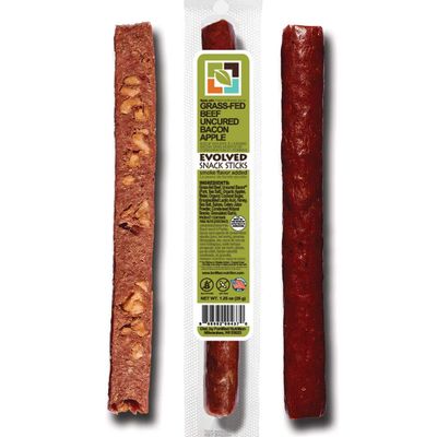 Healthy Artisan Meat Snack Sticks, Grass-fed Beef - Evolved Snack Sticks - Paleo, Keto, High Protein, Low Sugar, Gluten Free, Soy Free, Non-GMO, 110 Calories 1.25 oz (Beef | Bacon | Apple, 5)