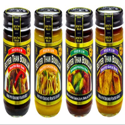 Better Than Bouillon Variety Pack: Roasted Beef, Roasted Chicken, Seasoned Vegetable, Roasted Garlic Bases 8oz (1 Each, 4 Pack)