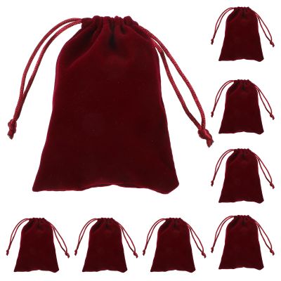 PRETYZOOM 10pcs Red Velvet Bags with Drawstrings Jewelry Storage Bag Drawstring Party Favor Bags Coin Pouch Xmas Clear Lip Gloss Travel Small Bag Cloth Mini Drawstring Small Red