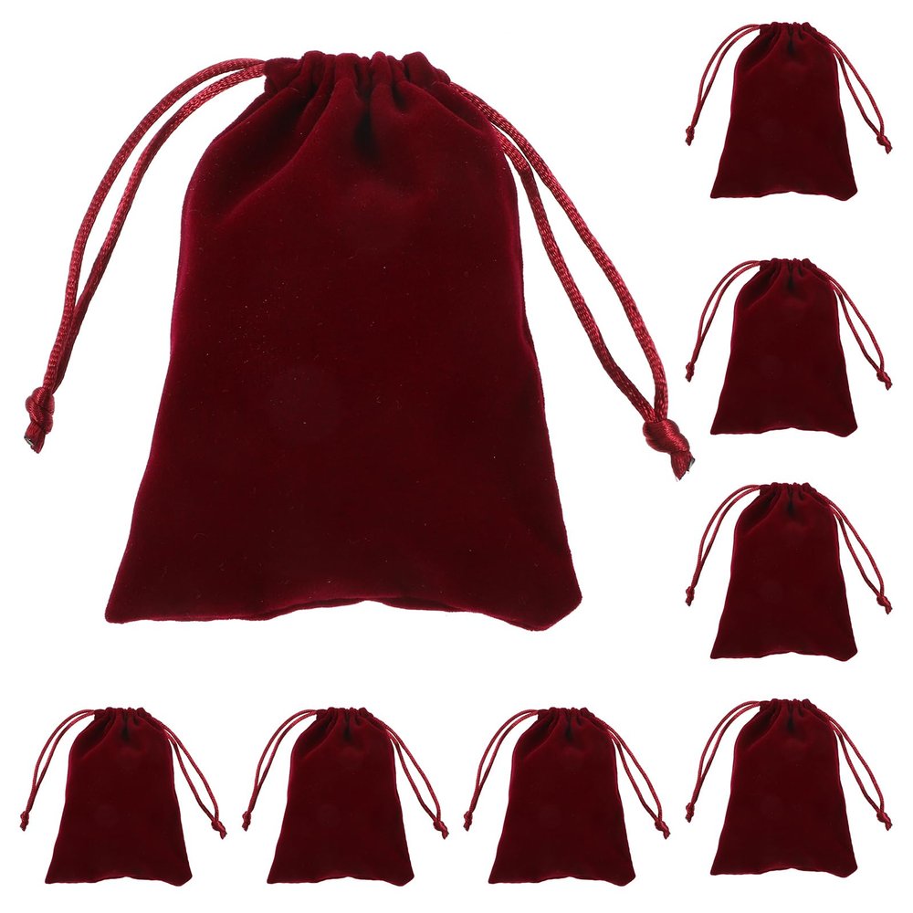 PRETYZOOM 10pcs Red Velvet Bags with Drawstrings Jewelry Storage Bag Drawstring Party Favor Bags Coin Pouch Xmas Clear Lip Gloss Travel Small Bag Cloth Mini Drawstring Small Red