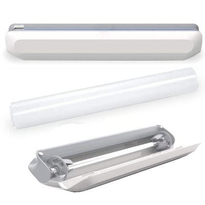 Plastic Wrap Dispenser with Slide Cutter, Reusable Cling Film Dispenser, Double Elastic Buckle Adjustable Length for Aluminum foil Wax Paper Foil Dispenser, Included 1 Roll Plastic Food Wrap