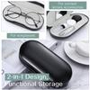 MoKo Double Eyeglass Case, Contact Lens Case with Mirror Tweezers Remover, 2 in 1 Double Sided Portable Contact Lens Box Holder Container Soak Storage Kit Sunglasses Pouch for Men & Women, Black view 2