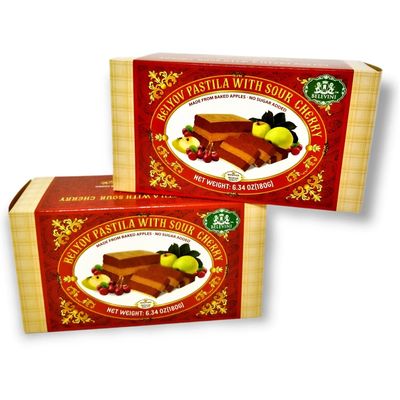 Belevini Tasty and Healthy Belyov Pastila with Sour Cherry, Handmade, Made from Baked Apples, No Sugar Added, Gluten-free, Pack of 2