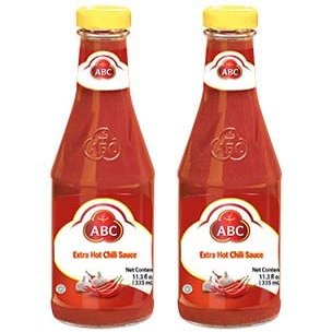 ABC Extra Hot Sambal Chili Sauce, Stir Dipping Indonesian BBQ, 11.3oz / 335ml (Pack of 2)