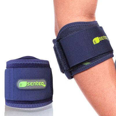 SENTEQ Tennis Elbow Brace: Arm Band for Tennis Elbow, Golfer Elbow and Forearm Support, Neoprene Wraps and Strap, Braces for Men and Women (Blue)