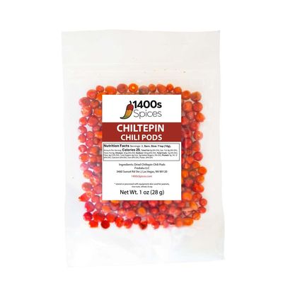 1oz Dried Chiltepin Peppers (Chile Tepin), Chiltepines Chili Pods for Authentic Mexican Food by 1400s Spices