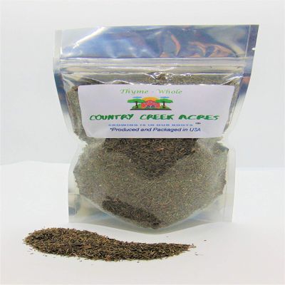THYME LEAVES, DRIED AND CHOPPED, 16 OUNCE, NON GMO, PURE THYME LEAVES. This herb is very earthy and a little bit sweet, with a slightly minty taste. - Country Creek LLC