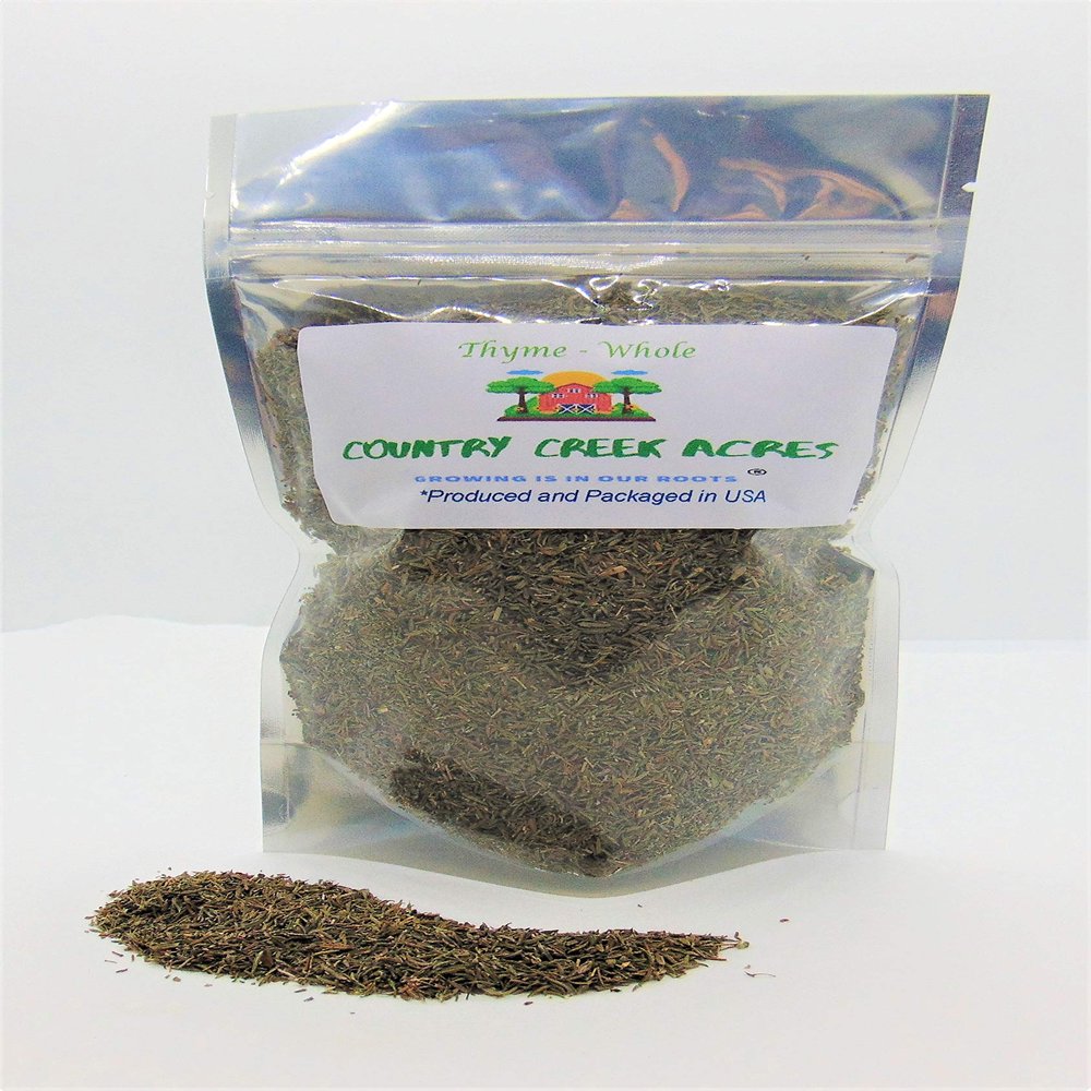 THYME LEAVES, DRIED AND CHOPPED, 16 OUNCE, NON GMO, PURE THYME LEAVES. This herb is very earthy and a little bit sweet, with a slightly minty taste. - Country Creek LLC
