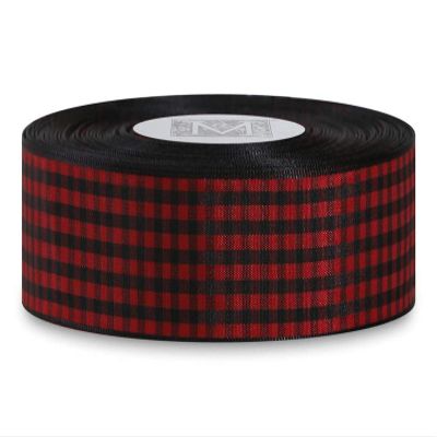 Checked Taffeta Ribbon - Black/Red (3/8")