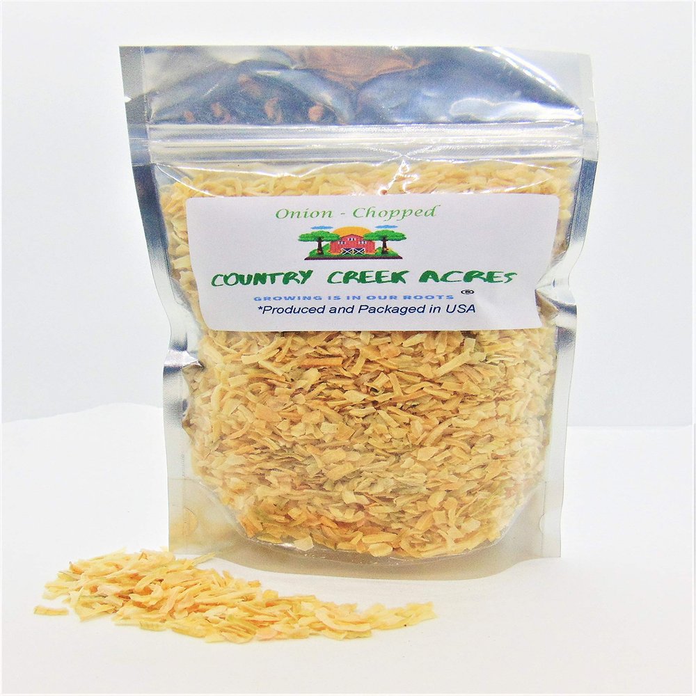 16 oz Dried and Chopped Onion - A sharp, toasty onion flavor that makes dinner preparation a cinch- Country Creek LLC