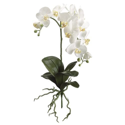 SilksAreForever 31" Hand-Wrapped Phalaenopsis Orchid Plant Silk Flower Stem -White (Pack of 4)