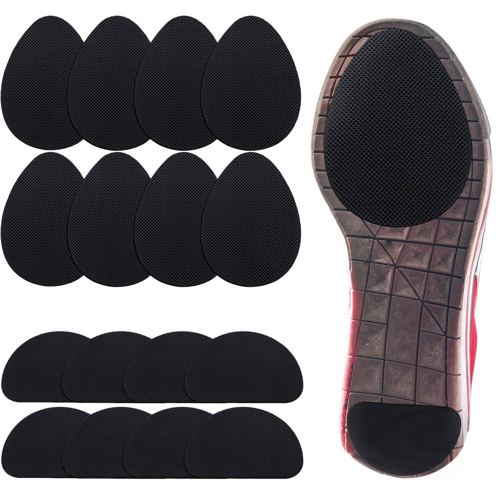 16 Pieces Non-Skid Shoe Pads Self-Adhesive Shoe Grips Anti Slip Pads Noise Reduction Cushion Anti-Shedding Rubber Sole Protector(Simple Style,Black)