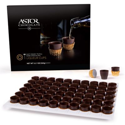 Astor Chocolate Liqueur Cups | 60 Dark Chocolate Ready to Fill Cups | Mini Dessert Shells | Perfect For Gifting | Hostess Gifts | Party Planning | Catering Products | Liquor Accessories | Table Decor