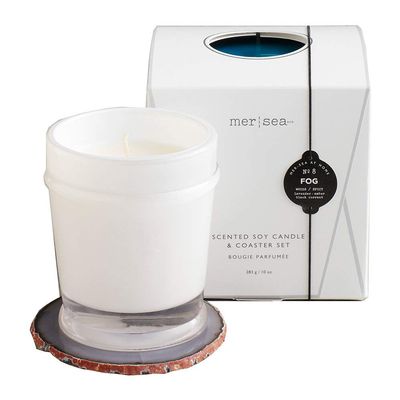Mer-Sea Scented Candle with Agate Coaster - Fog