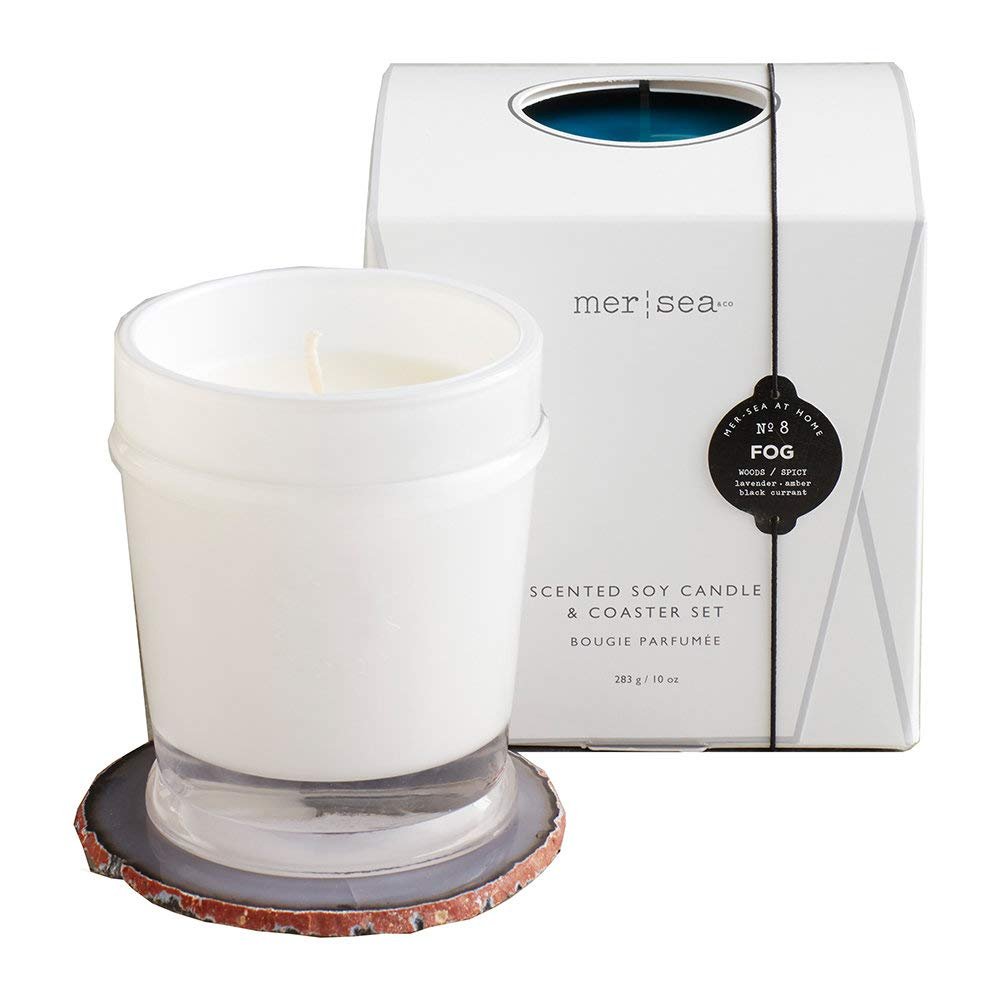 Mer-Sea Scented Candle with Agate Coaster - Fog