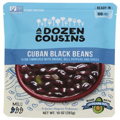 A Dozen Cousins Cuban Black Beans with Onions and Bell Pepper, 10 Ounce - 6 per case.
