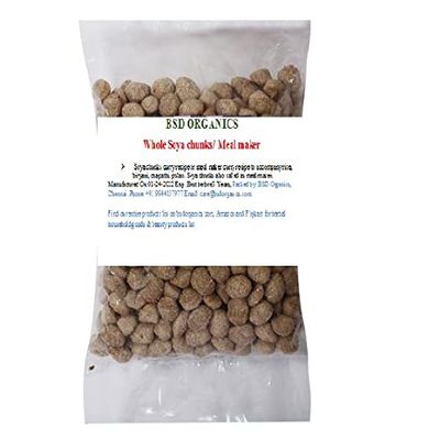 BSD Organics Whole Soya chunks/Meal maker/Soya Badi (500 Gram / 1.1 Pound)