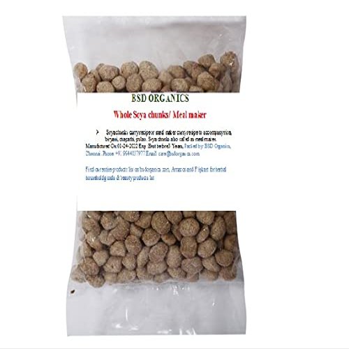 BSD Organics Whole Soya chunks/Meal maker/Soya Badi (500 Gram / 1.1 Pound)