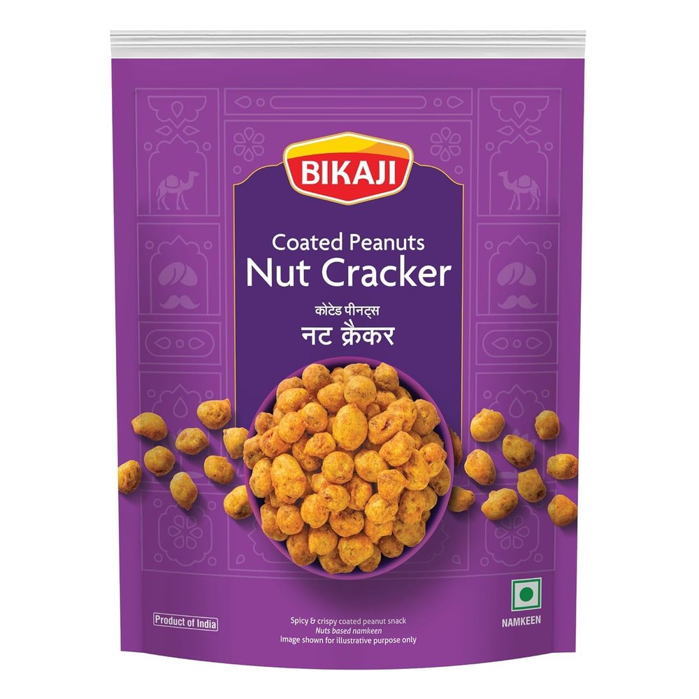 Bikaji Nut Cracker Coated Peanuts 14.11 oz (400g), Indian Snacks, Shing Dana, Crunchy and Flavorful, Authentic Indian Snack, Party Mix, Bar Snacks, On-the-Go, Ready-to-Eat Tea-Time Snack