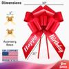 Zoe Deco - Happy Birthday Car Bow - Red, 30 Inch - Giant Car Bow Pre-Printed w/Happy Birthday - Large Gift Wrapping for Huge Present view 3