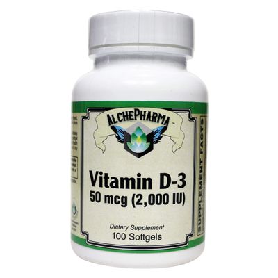 AlchePharma Vitamin D-3 50 mcg (2,000 IU) from Lanolin in a Base of Safflower Oil