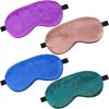 4 Pieces Kids Eye Mask for Sleeping Silk Sleep Mask Smooth Soft Eye Mask Eye Cover with Adjustable Strap Blindfold for Blocking Out Lights Travel Relax (Dark Green, Royal Blue, Purple, Coffee) view 1