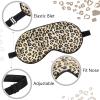 2 Pieces Silk Sleeping Mask with Adjustable Strap-Silk Eye Mask Soft Eye Cover Blindfold Eyeshade with Leopard Print, for Blocking Out Lights Sweet Sleep Travel Relax, Nap, Meditation (Black) view 3