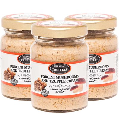 White Truffle and Porcini Boletus Edulis Mushrooms Cream Gourmet Sauce Truffle Paste Suitable for Pasta, Risotto, Pizza (3 x 80g)
