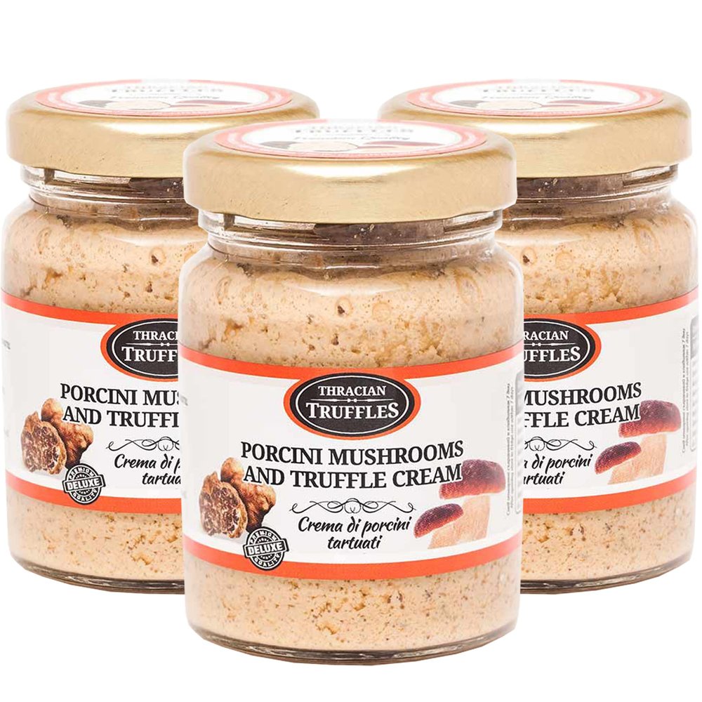 White Truffle and Porcini Boletus Edulis Mushrooms Cream Gourmet Sauce Truffle Paste Suitable for Pasta, Risotto, Pizza (3 x 80g)