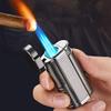Torch Lighter Triple Jet Flame Refillable Butane Cigar Lighter with Cigar Punch,Adjustable Jet Flame Lighters Windproof Lighter Cigar Ignition for Grill BBQ Camping,Without Gas (Black) view 2