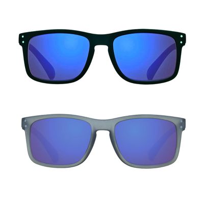 proSPORT Blue Mirror Sunglasses, Outdoor Sport Eyewear, Black and Grey Horn Rim Frame Golf Driving Shades Anti-Glare Dark Tint, Unisex