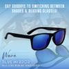 proSPORT Blue Mirror Sunglasses, Outdoor Sport Eyewear, Black and Grey Horn Rim Frame Golf Driving Shades Anti-Glare Dark Tint, Unisex view 2