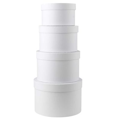 Briful Round Gift Boxes with Lids Set of 4 White Gift Box Assorted Sizes Nesting Gift Boxes for Presents Birthday Bridesmaid Wedding Valentines Christmas Party Favor Boxes
