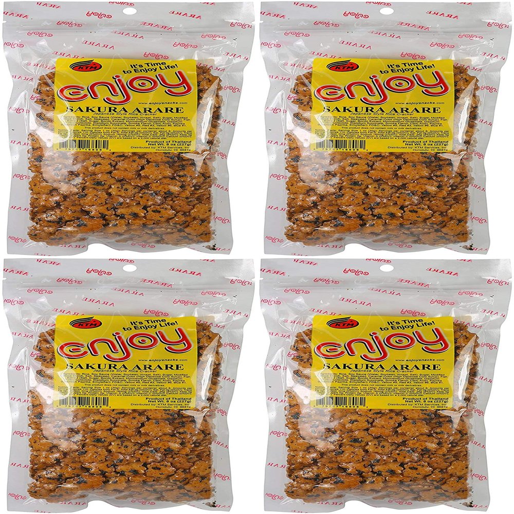 Enjoy Sakura Arare Rice Crackers, 8 Ounce Pack of 4