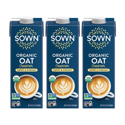 SOWN Organic Oat Creamer Sweet & Creamy - Barista Oat Milk Non Dairy Coffee Creamer - Plant Based, Dairy-Free, Vegan, Gluten-Free, Non-GMO, Shelf Stable - 32oz (Pack of 3)
