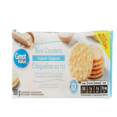 Great Value, Gluten Free, Original Rice Crackers, 100g/3.5 oz., (Imported from Canada)