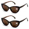 2 Pairs BIFOCAL Women Cateye Black Tortoise Reading Sunglasses - Outdoor Cat Eye Readers (2 Tortoise, 2.75) view 1