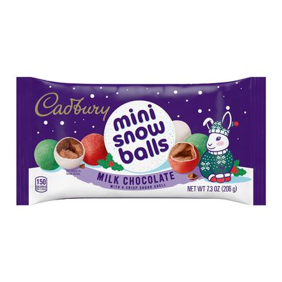 CADBURY Mini Snowballs Milk Chocolate with a Crisp Sugar Shell Candy, Christmas, 7.3 oz Bag