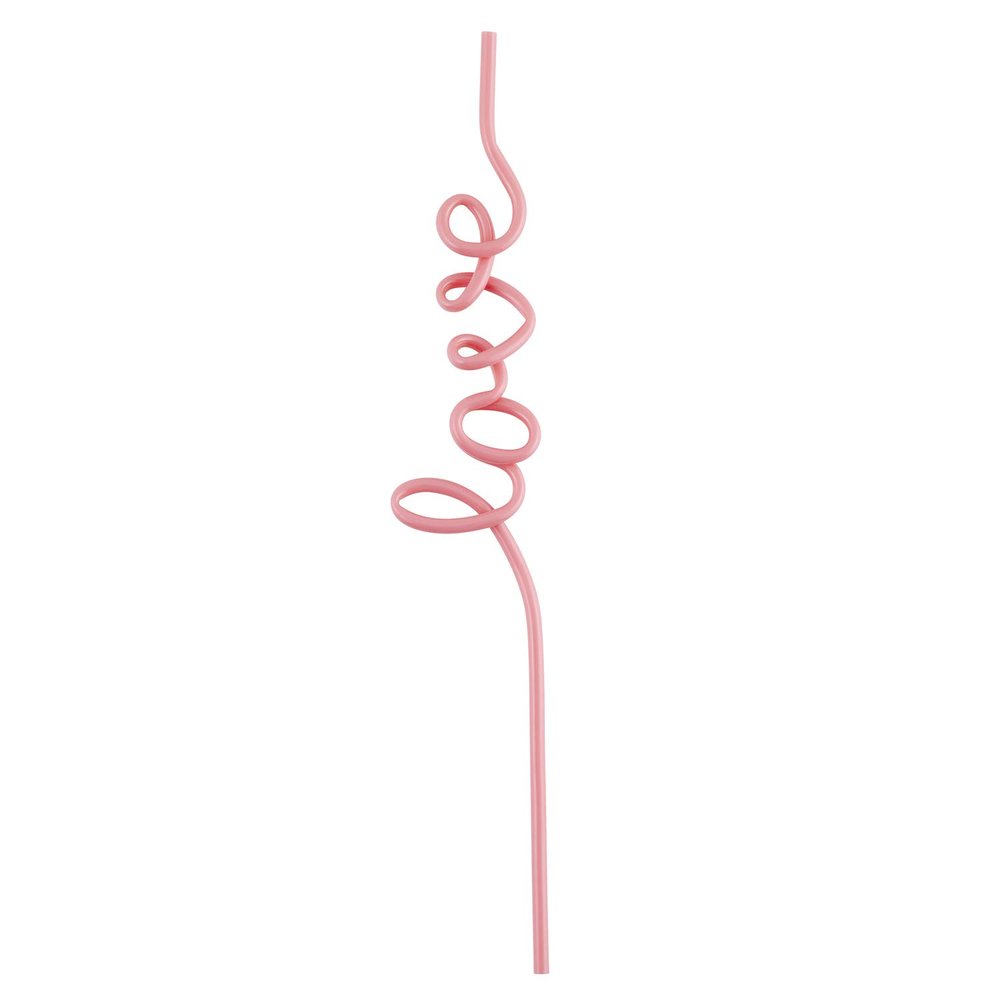 Reusable Drinking Straw, BPA Free Plastic Shaped Word Party Supplies Drink Celebration Decoration, 11 Inches (Love)